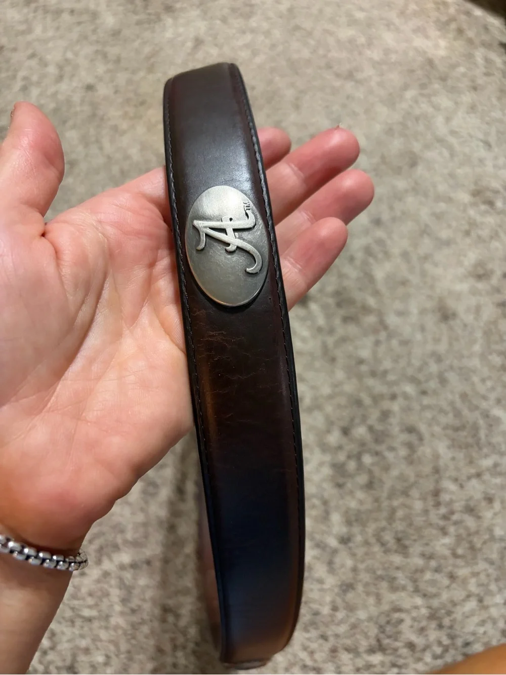 Men's Brown Leather Belt with Silver Buckle sz 40 Zep-Pro University of Alabama